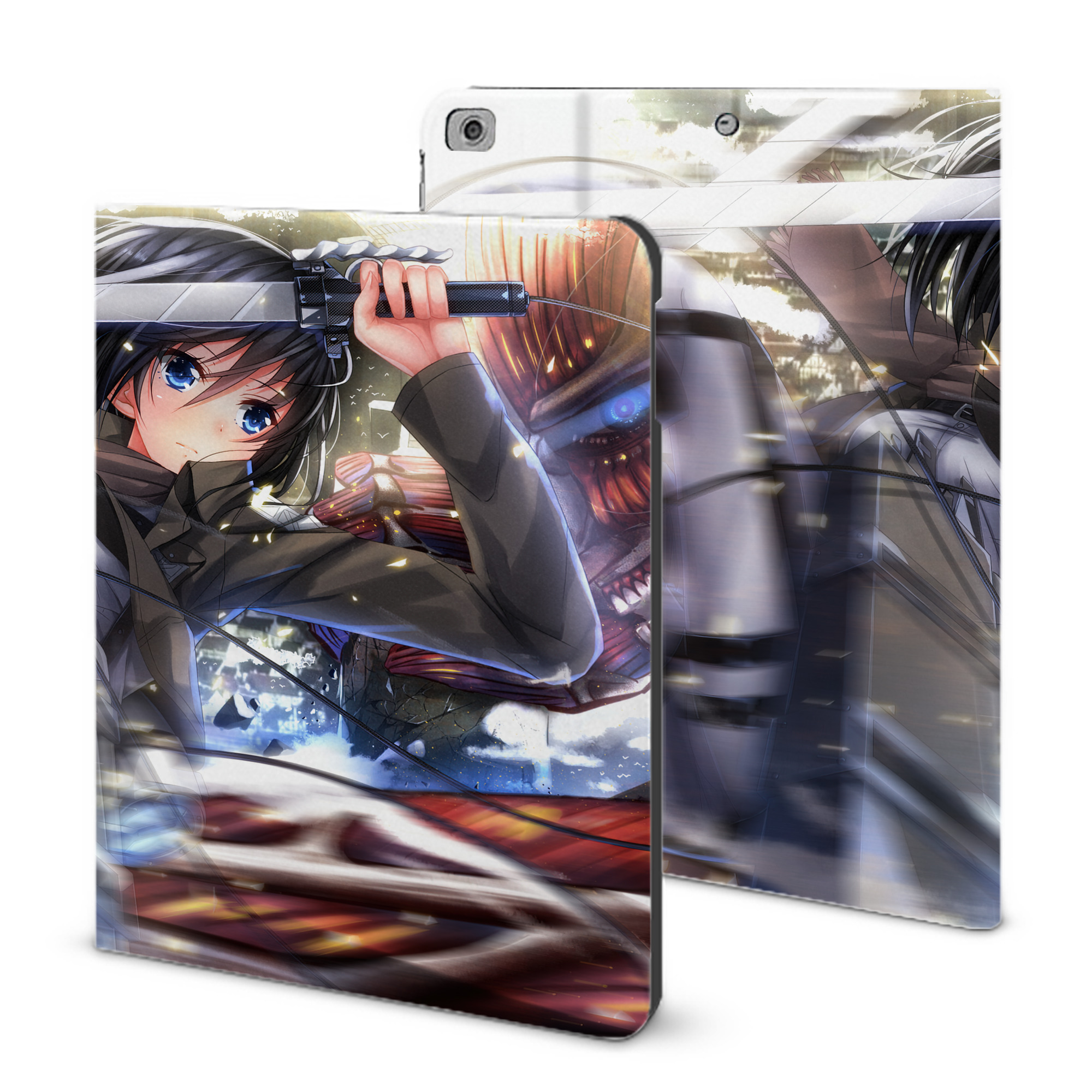 （画像用） 進撃の巨人 Attack on Titan IPad ケース ブック型 PUレザー TPU 耐衝撃 軽量 薄型 ペン収納なし 全面保護 IPad 各モデル対応